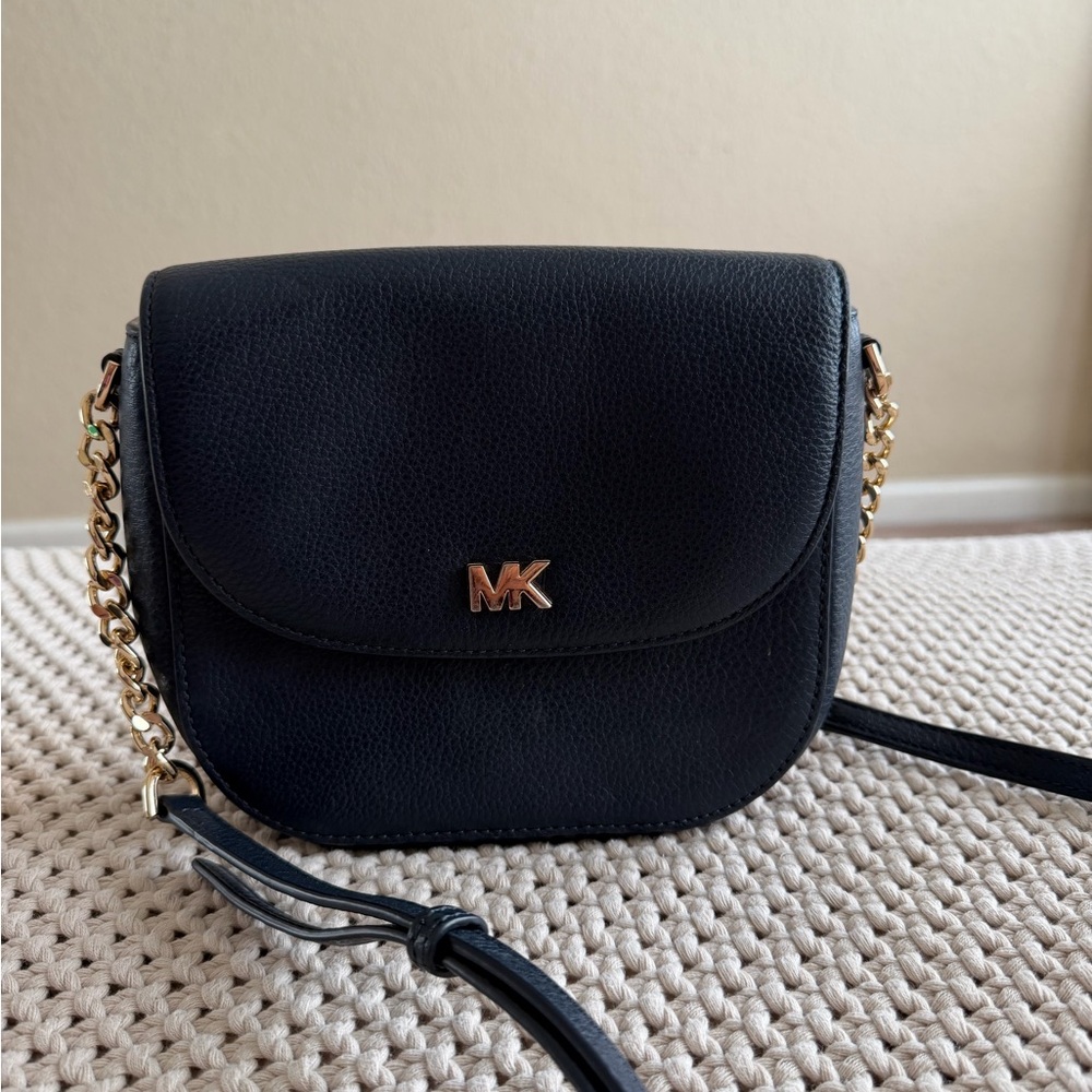 Michael Kors Black Crossbody with Gold Chain